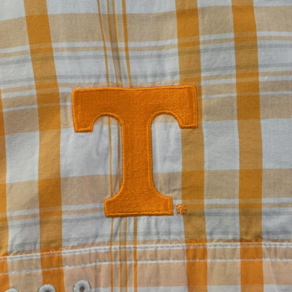 Columbia Vented Fishing Shirt Mens XXL Tennessee Vols Orange Plaid PFG Long